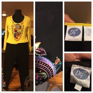 Beaded top and embroidered jeans